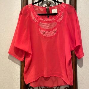 Urban Outfitters Pins & Needles coral sheer flowy 3/4 in sleeves size Small